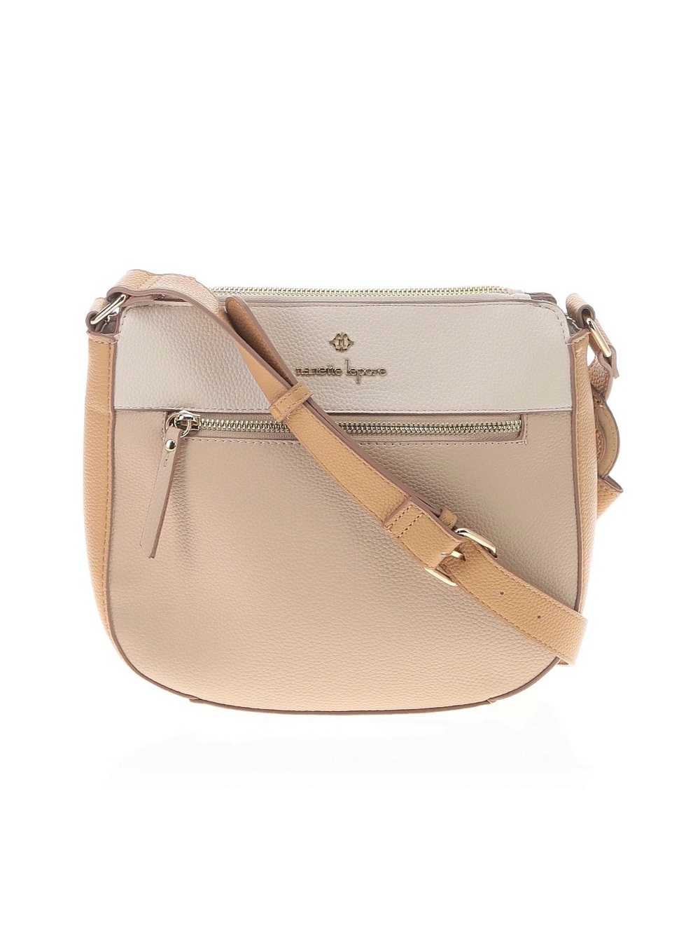 Nanette Lepore Two-Tone Beige and Camel Pebbled Leather Crossbody